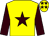 Yellow, brown star & sleeves, brown stars on cap (B M Owens)