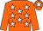 Orange, white stars, orange sleeves, orange cap, white star (Amanda McDowell)