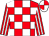 Red & white check, striped sleeves, quartered cap (John P McGovern)