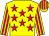 Yellow, red stars, striped sleeves & cap (A M O'Grady)
