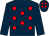Dark blue, red spots, dark blue sleeves (Mr L Kerr)