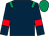Dark blue, emerald green epaulets, dark blue sleeves, red armlets, emerald green cap (Mrs Lucy Mechie)