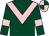 Dark green, pink chevron, pink armlet, quartered cap (Geansai Nua Syndicate)