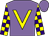 Mauve, yellow v, yellow & purple checked sleeves, mauve cap (Vickay's Buddies Syndicate)