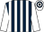 Dark blue & white stripes, white sleeves, hooped cap (C J Mills)