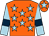 Orange, light blue stars, light blue sleeves, dark blue armlets, orange cap, light blue star (Mr G Saville, Mr G Brandrick & Partn)