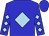 Blue, light blue diamond, light blue diamonds on sleeves (Susan Yoder)
