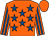 Orange, royal blue stars, striped sleeves, orange cap (Te Akau Torcedor(Mngr David Ellis))