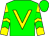 Green, yellow 'v', green chevrons on yellow slvs (Rangel, Hector M , Morfin, Gonzalo And Torres, Arnold)
