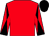 Red, red and black diabolo on sleeves, black cap (A & P Skips Limited)