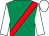 Emerald green, red sash, white sleeves and cap (Mrs F J Savage)