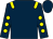 Dark blue, yellow epaulets, dark blue sleeves, yellow spots (Mr C L A Edginton)