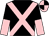 Black, pink cross belts, halved sleeves, pink and black quartered cap (College Farm Stud)