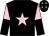 Black, pink star, halved sleeves, pink stars on cap (A Turton, J Blackburn & R Bond)