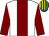 White, maroon stripe and sleeves, royal blue and yellow striped cap (Mr John Donohue)
