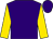 Purple, gold circle and 'c', gold sleeves, two purple hoops (Five C's Stable)