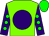 Neon green, purple ball, purple sleeves, green dots, green cap (E5 Racing Thoroughbreds, LLC & Magic Cap Stables)