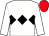 White, black diamond hoop, red hoop on sleeves, red cap (David Jacobson)