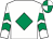 White, emerald green diamond, emerald green chevrons on sleeves, quartered cap (Michael Dixon)