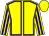 Yellow, purple seams, striped sleeves, yellow cap (Mr J Sagar And Mr M Dods)