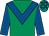 Emerald green, royal blue chevron & sleeves, check cap (J P Farrell)