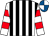 White & black stripes, white & red hooped sleeves, white & royal blue quartered cap (E Turton & J Swanson)