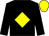 Black, yellow diamond, yellow cap (J P Russell)