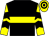 Black, yellow hoop, yellow sleeves, black chevrons, yellow & black hooped cap (Fir Capail An Obair Syndicate)