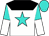 White, black yolk, turquoise star, turquoise and white halved sleeves, turquoise cap (Cloud Nine Racing Llc)