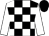 Black and white check, white sleeves, black cap (William Burns & Alan Berry)