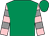 Emerald green, pink & grey hooped sleeves, emerald green cap (Damian M Murphy & Richard M Murphy)
