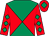 Red & emerald green diabolo, emerald green diamonds on sleeves, emerald green diamond on cap (David Phelan)