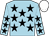 Light blue, black stars, white cap (Mrs Christina Joyce)