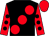Black, large red spots, red sleeves, black spots, red cap (Mrsp Clark,mrsj Stephen & Mrsp M Steph)