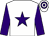 White, purple star & sleeves, hooped cap (Mrs Kathleen Deane)