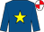 Royal blue, yellow star, red & white quartered cap (L Neilan)