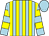 Light blue and yellow stripes, hooped sleeves, light blue cap (Mrs K H York)