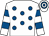 White, royal blue spots, hooped sleeves and cap (Farmers & Cricketers Partnership)
