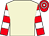Beige, red and white hooped sleeves and cap (Ccm Partnership)