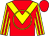 Red, yellow chevron and circle, yellow and red stripes on sleeves, red cap (Lisa's Racing, Inc)