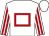 White, red hollow box, striped sleeves, white cap (Patrick Neville)
