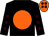 Black, orange disc, black sleeves, brown spots, orange cap, brown spots (Mrs Greta Sparks)