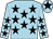 Light blue, black stars, light blue cap, black star (Mrs Cherry Steel & Cambridge People)