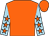 Orange, light blue sleeves, orange stars (Mrs J Carrington)