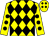 Yellow and black diamonds, yellow sleeves, black spots (PMRacing)