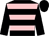 Black & pink hoops, black sleeves & cap (Ms H Brassil)