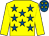 Yellow, royal blue stars, yellow sleeves, royal blue cap, yellow stars (P F McEnery)