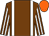 Chocolate, white braces, striped sleeves, orange cap (Mr G C Vibert)