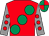 RED, large EMERALD GREEN spots, GREY sleeves, RED spots, EMERALD GREEN and RED quartered cap (Coltherd Binnie)