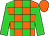 Orange and lime checks, lime sleeves, orange cap (Mr F Burggraaf)